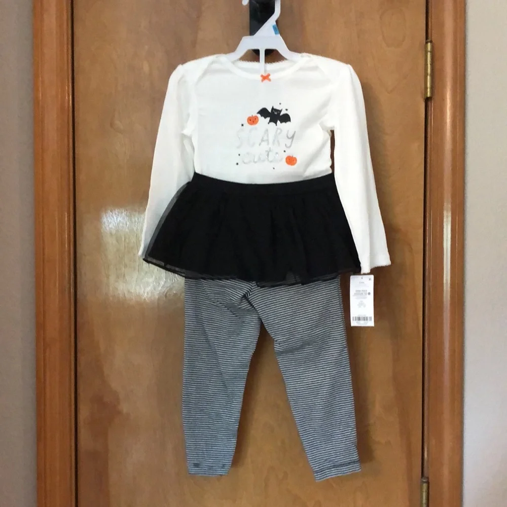 Halloween Scary Cute long sleeve body suit & Tutu leggings 2 piece set